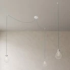 Spider - 3-light multi-pendant Made in Italy lamp featuring fabric cable and Drop lampshade