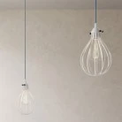 Spider - 3-light multi-pendant Made in Italy lamp featuring fabric cable and Drop lampshade