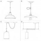 Pendant lighting Made in Italy complete with fabric cable, Swing Pastel lampshade with metal finishing