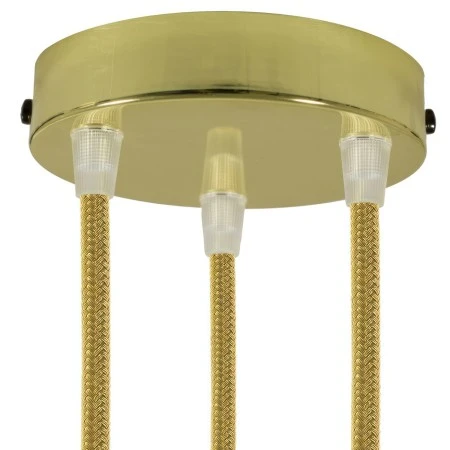 Cylindrical metal 3-hole ceiling rose kit - Brass