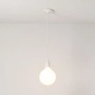 Pendant lamp with textile cable and coloured porcelain details - Made in Italy - Bulb included