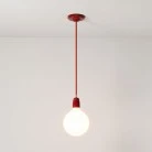 Pendant lamp with textile cable and coloured porcelain details - Made in Italy - Bulb included