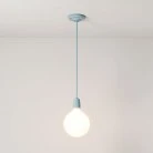 Pendant lamp with textile cable and coloured porcelain details - Made in Italy - Bulb included