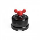 Switch/Diverter in black porcelain with butterfly nut