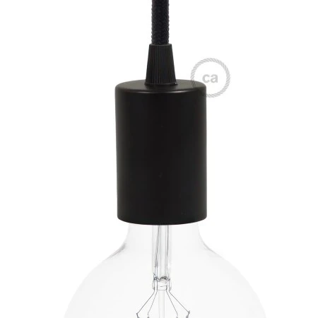 Cylindrical metal E27 lamp holder kit - Black