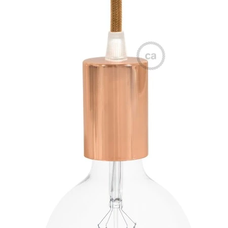 Cylindrical metal E27 lamp holder kit - Copper