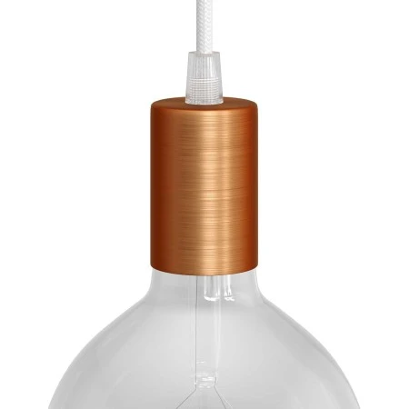 Cylindrical metal E27 lamp holder kit - Brushed copper