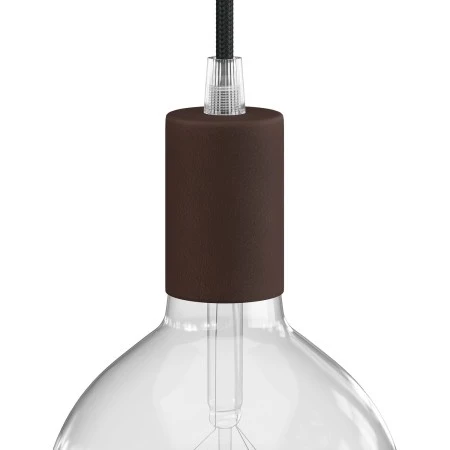 Cylindrical metal E27 lamp holder kit - Painted dark rust