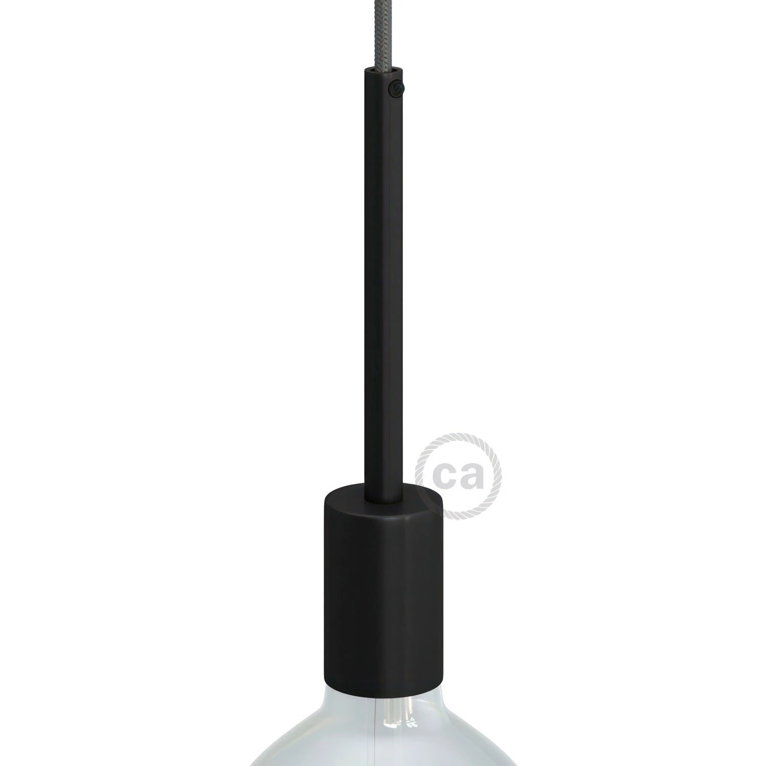 Cylindrical metal E27 lamp holder kit with 15 cm cable clamp
