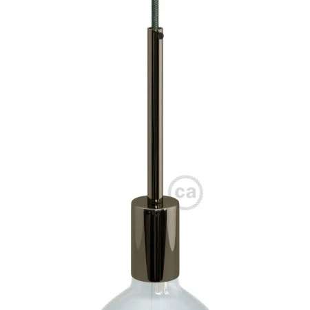 Cylindrical metal E27 lamp holder kit with 15 cm cable clamp - Black pearl