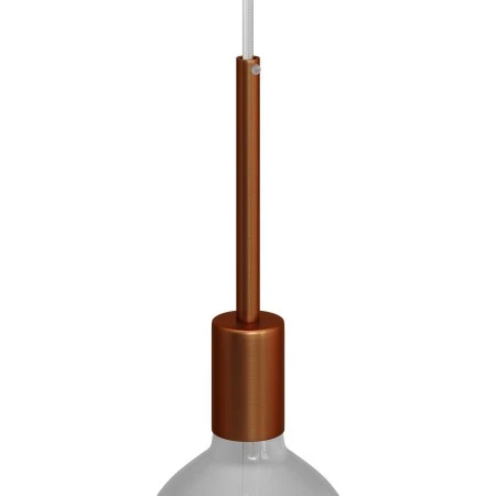 Cylindrical metal E27 lamp holder kit with 15 cm cable clamp - Brushed copper