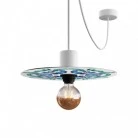 Mini Ellepì 'Maioliche' flat lampshade ideal for suspension and wall lamps or for string lights, 24 cm diameter - Made in Italy