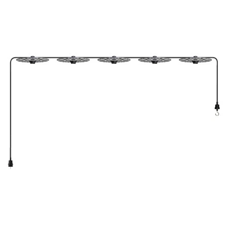Maioliche' String Light Lumet System starting from 7,5 m with fabric cable, 5 lamp holders and lampshades, hook and black plug - Majolica White - Black