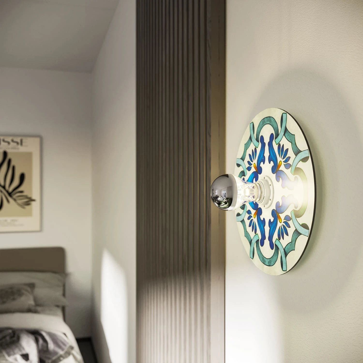 Wall or ceiling lamp with majolica lampshade - IP44 Waterproof