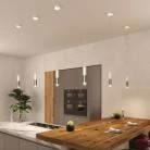 Pendant lamp complete with fabric cable and Tub-E14 double lampshade