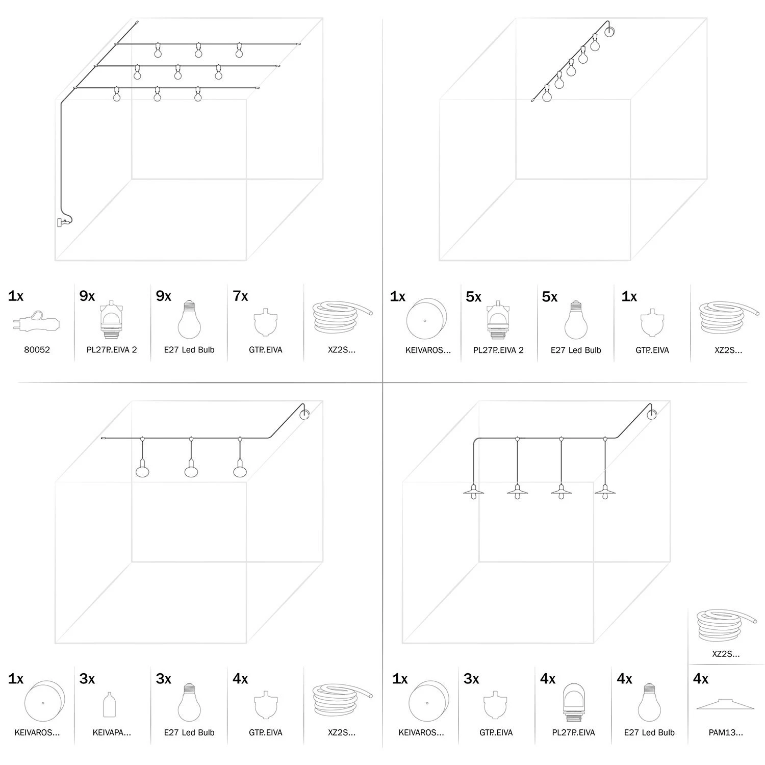 Eiva-2, 2-way outdoor lamp holder E27 and IP65 rating