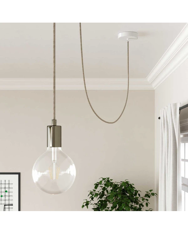 Round Electric Cable covered by Natural Linen RN01 Neutral