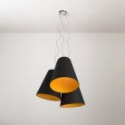 Trittico chandelier with two-tone cone lampshade - Made in Italy