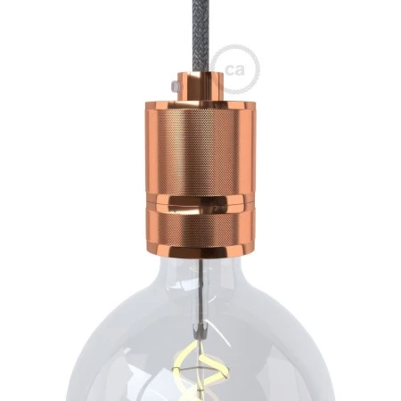 Double ferrule milled aluminium E27 lamp holder kit - Copper