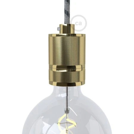 Double ferrule milled aluminium E27 lamp holder kit - Brass
