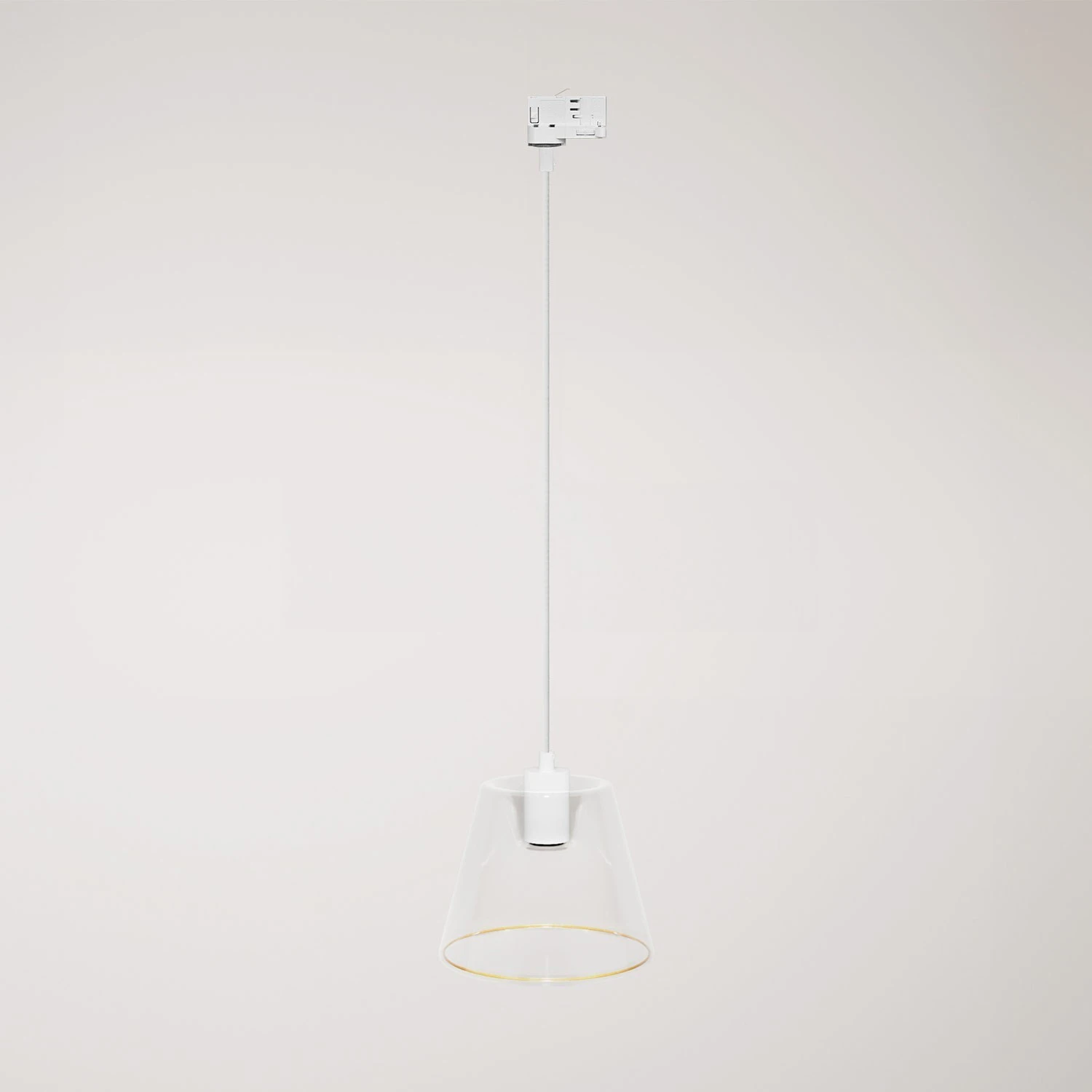 Suspension lamp with transparent cone Ghost bulb for tracks