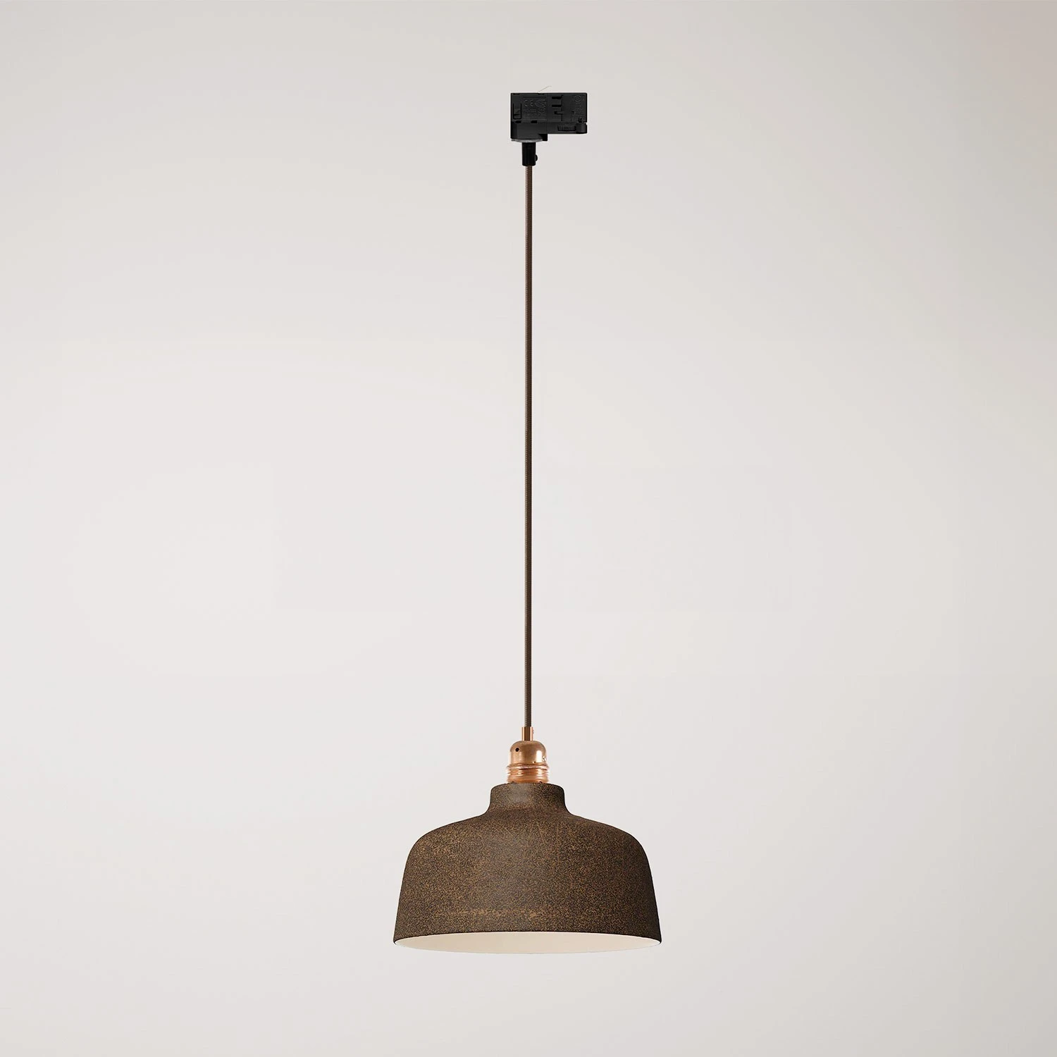 Suspension lamp with Coppa shade and track adapter