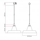 Ceramic pendant lamp for tracks with Industriale lampshade