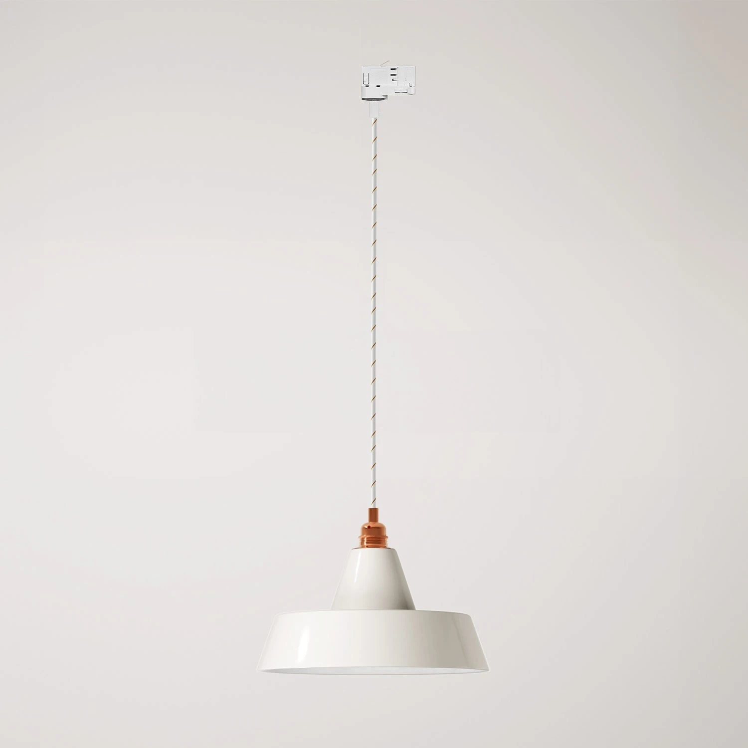 Ceramic pendant lamp for tracks with Industriale lampshade