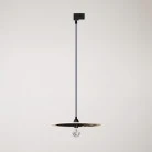 Track pendant lamp with UFO double-sided wooden shade