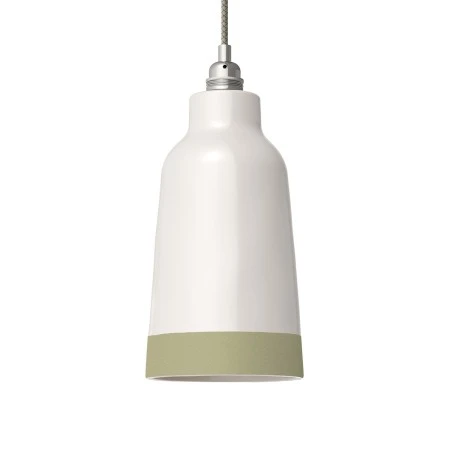 Two-tone ceramic Bottiglia lampshade, Materia collection - Made in Italy - Glossy white - Sage green