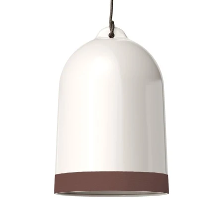 Campana XL two-tone ceramic lampshade, Materia collection - Made in Italy - Glossy white - Brown