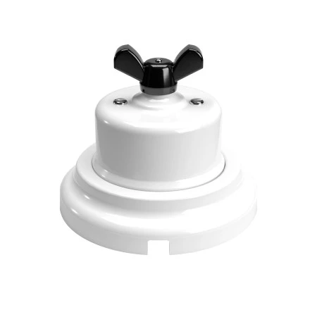 Switch/Diverter kit with butterfly nut and base in white porcelain - Black