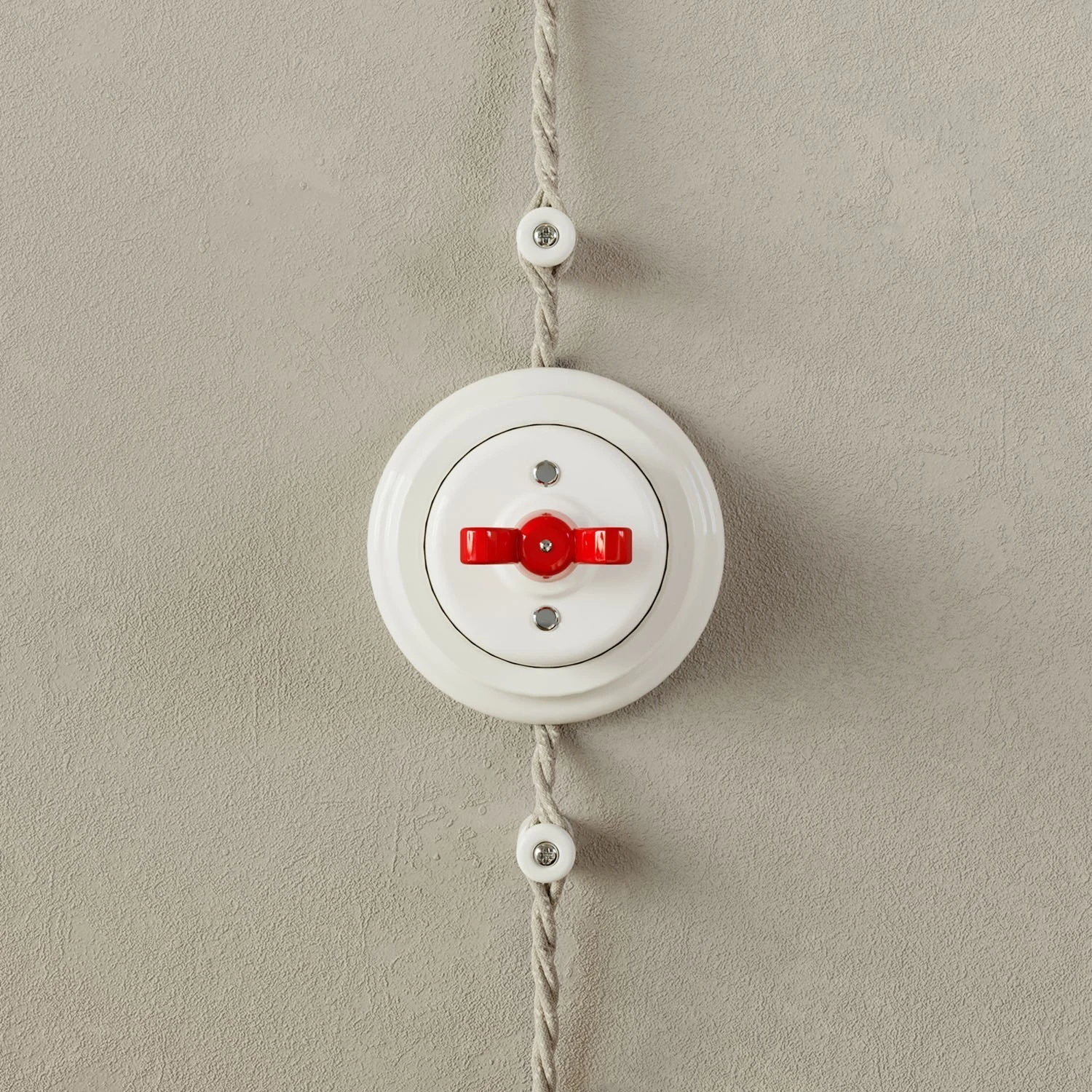 Switch/Diverter kit with butterfly nut and base in white porcelain