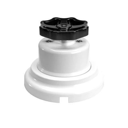 Switch/Diverter kit with knob and base in white porcelain - Black