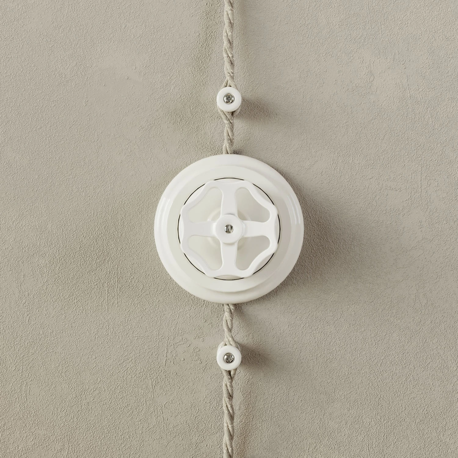 Switch/Diverter kit with knob and base in white porcelain