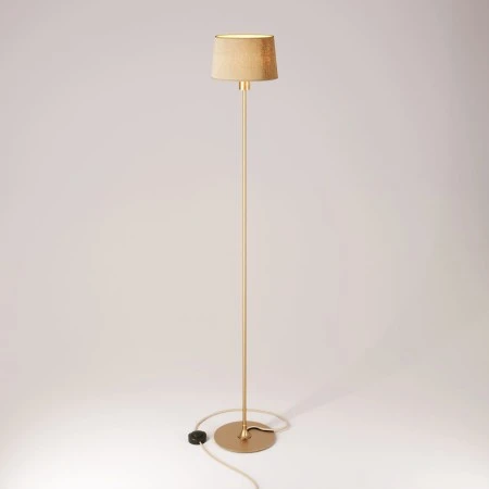MAG-Y floor lamp with round metal base and Athena shade - Brushed bronze