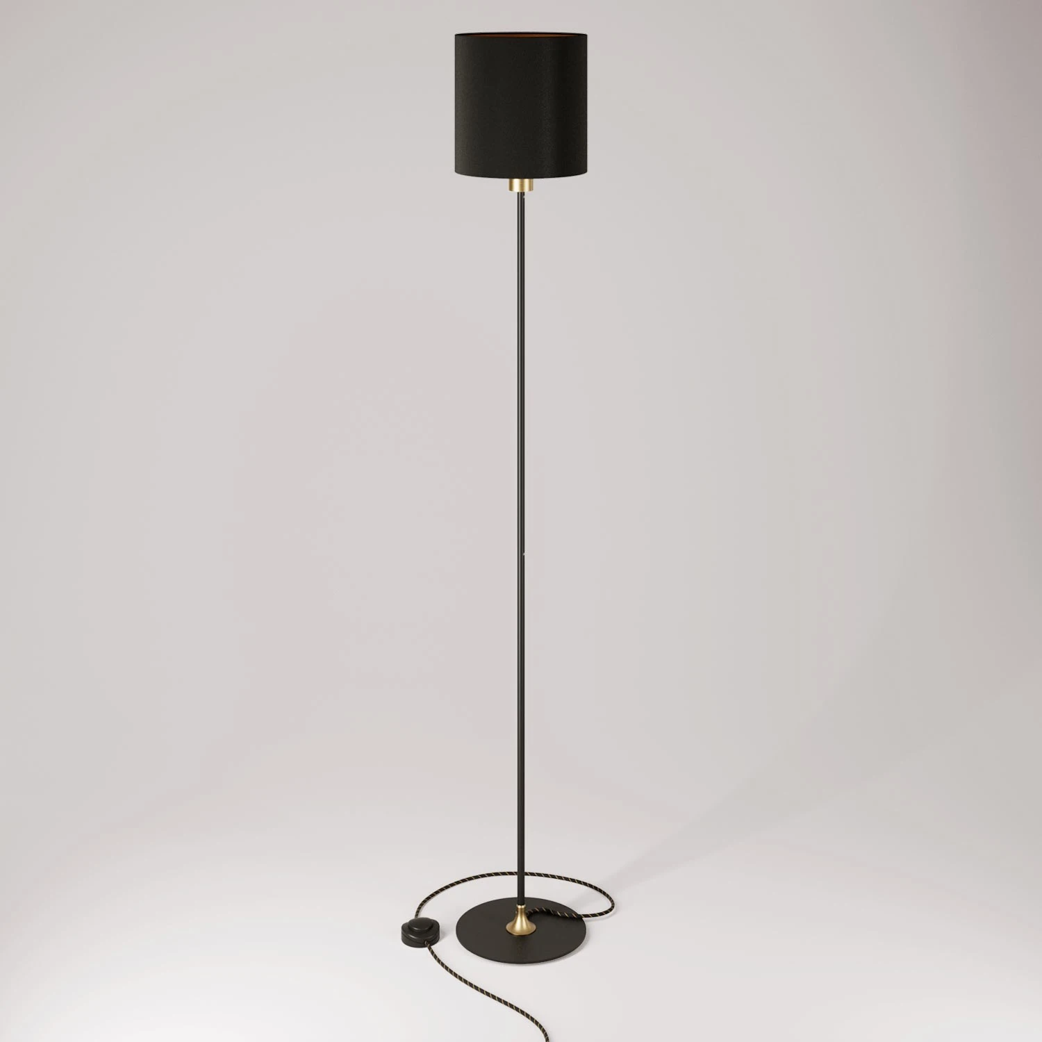 MAG-Y floor lamp with round metal base and Cilindro M shade
