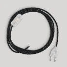 Wiring for lamp with black braided cable 1.80 m