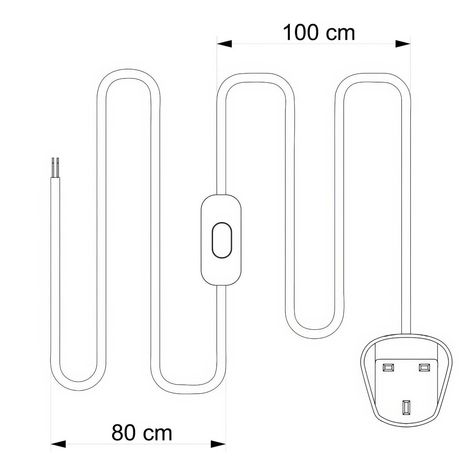 Wiring for lamp with black braided cable 1.80 m