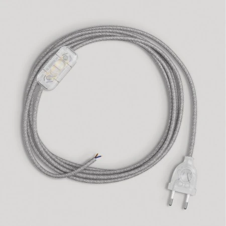 Wiring for lamp with grey linen cable 1.80 m - Transparent