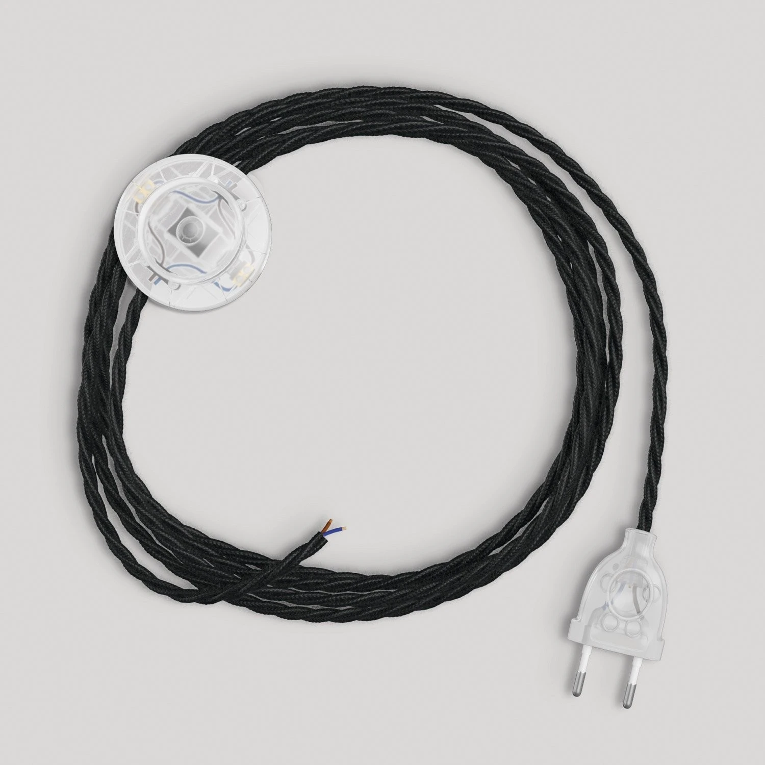 Wiring for lamp with black braided cable 3 m