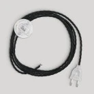 Wiring for lamp with black braided cable 3 m