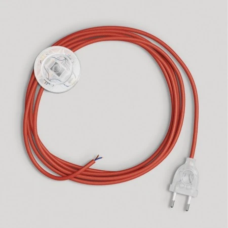Wiring for lamp with bright red cable 3 m - Transparent