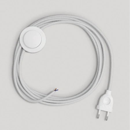 Wiring for lamp with white cotton cable 3 m - White