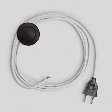 Wiring for lamp with white cotton cable 3 m - Black