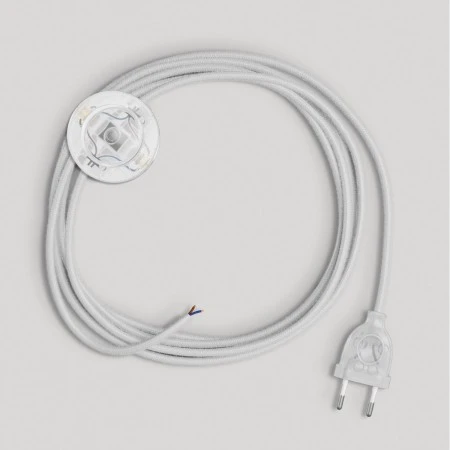 Wiring for lamp with white cotton cable 3 m - Transparent