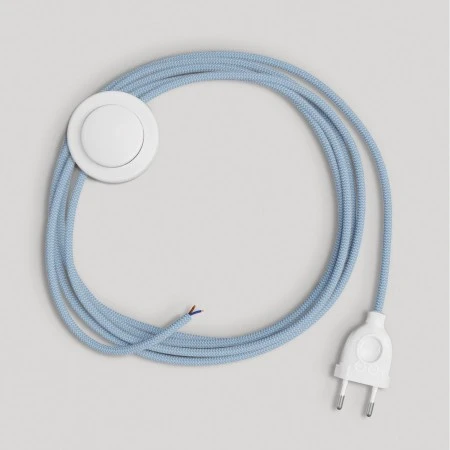 Wiring for lamp with blue Steward cotton cable 3 m - White