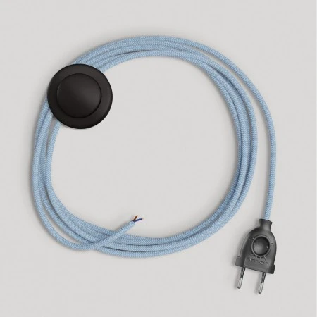 Wiring for lamp with blue Steward cotton cable 3 m - Black
