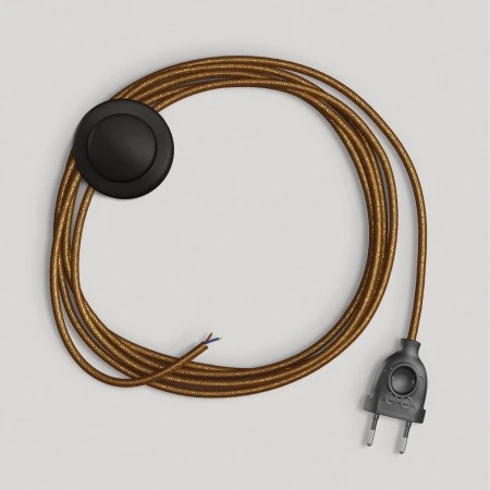 Wiring for lamp with polished and glittered copper cable 3 m - Black