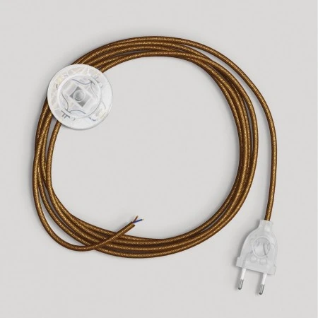 Wiring for lamp with polished and glittered copper cable 3 m - Transparent